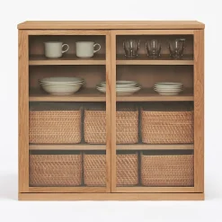 Sale Muji Armoire en noyer avec portes en verre