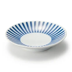 Clearance Muji Assiette en porcelaine Hasami - Motif rayures éventail, Petite