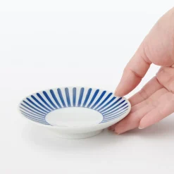 Clearance Muji Assiette en porcelaine Hasami - Motif rayures éventail, Petite