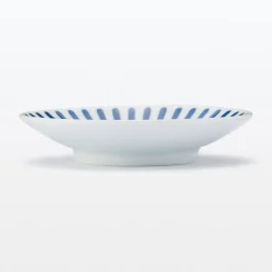 Clearance Muji Assiette en porcelaine Hasami - Motif rayures éventail, Petite