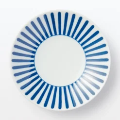 Clearance Muji Assiette en porcelaine Hasami - Motif rayures éventail, Petite