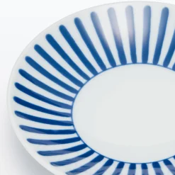 Clearance Muji Assiette en porcelaine Hasami - Motif rayures éventail, Petite