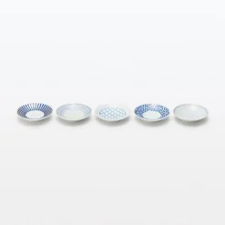 Clearance Muji Assiette en porcelaine Hasami - Motif rayures éventail, Petite