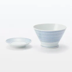 Muji Assiette en porcelaine Hasami - Motif rayures, Petite