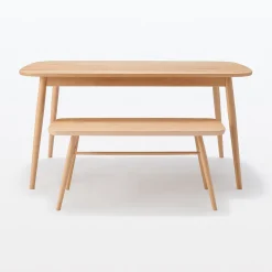Outlet Muji Banc en hêtre massif à pieds arrondis
