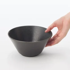Sale Muji Bol à nouilles Mino Ware ‐ Glaçure noire