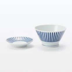 Outlet Muji Bol à riz en porcelaine Hasami ‐ Motif rayures éventail, Petite