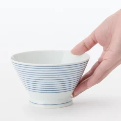 Muji Bol à riz en porcelaine Hasami - Motif rayures, Grande