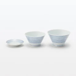 Muji Bol à riz en porcelaine Hasami - Motif rayures, Grande