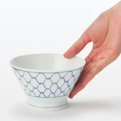 Hot Muji Bol à riz en porcelaine Hasami - Motif maille, Grande