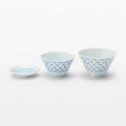 Hot Muji Bol à riz en porcelaine Hasami - Motif maille, Grande