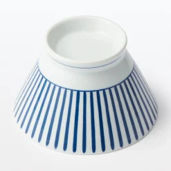 New Muji Bol à riz en porcelaine Hasami - Motif rayures éventail, Grande