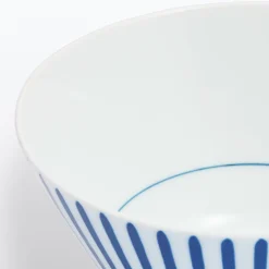 New Muji Bol à riz en porcelaine Hasami - Motif rayures éventail, Grande