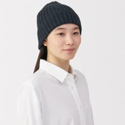 Muji Bonnet unisexe en laine côtelée antidémangeaisons