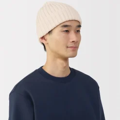 Muji Bonnet unisexe en laine côtelée antidémangeaisons
