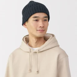 Muji Bonnet unisexe en laine côtelée antidémangeaisons
