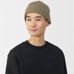 Muji Bonnet unisexe en laine côtelée antidémangeaisons