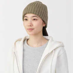 Muji Bonnet unisexe en laine côtelée antidémangeaisons
