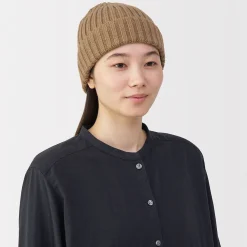 Muji Bonnet unisexe en laine côtelée antidémangeaisons