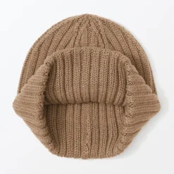 Muji Bonnet unisexe en laine côtelée antidémangeaisons