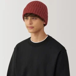 Muji Bonnet unisexe en laine côtelée antidémangeaisons