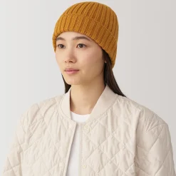 Muji Bonnet unisexe en laine côtelée antidémangeaisons