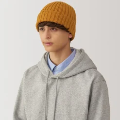 Muji Bonnet unisexe en laine côtelée antidémangeaisons