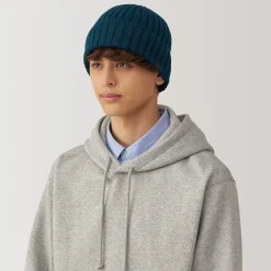Muji Bonnet unisexe en laine côtelée antidémangeaisons
