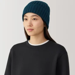 Muji Bonnet unisexe en laine côtelée antidémangeaisons