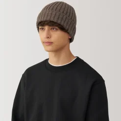 Muji Bonnet unisexe en laine côtelée antidémangeaisons