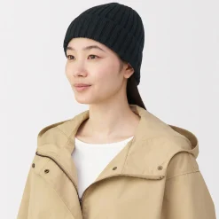 Muji Bonnet unisexe en laine côtelée antidémangeaisons