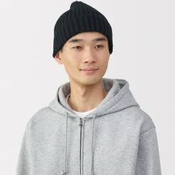 Muji Bonnet unisexe en laine côtelée antidémangeaisons