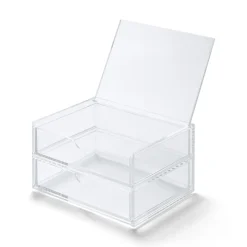 Hot Muji Boîte acrylique 2 tiroirs + couvercle L17.5X P13X H9.5cm