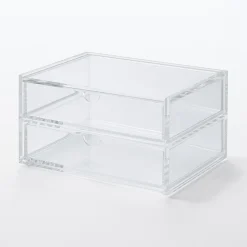Hot Muji Boîte acrylique 2 tiroirs + couvercle L17.5X P13X H9.5cm