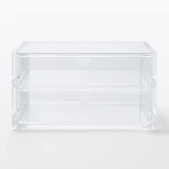 Hot Muji Boîte acrylique 2 tiroirs + couvercle L17.5X P13X H9.5cm