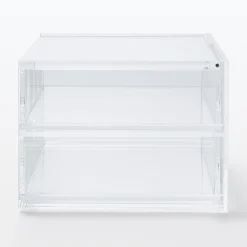 Hot Muji Boîte acrylique 2 tiroirs + couvercle L17.5X P13X H9.5cm