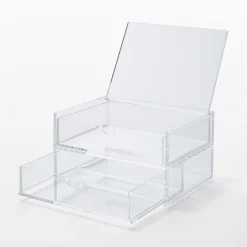 Hot Muji Boîte acrylique 2 tiroirs + couvercle L17.5X P13X H9.5cm
