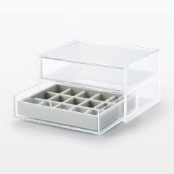Hot Muji Boîte acrylique 2 tiroirs + couvercle L17.5X P13X H9.5cm