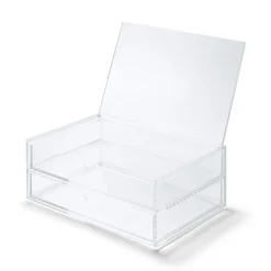 Outlet Muji Boîte acrylique 2 tiroirs + couvercle L25.6X P16.8X H9.5cm