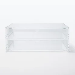 Outlet Muji Boîte acrylique 2 tiroirs + couvercle L25.6X P16.8X H9.5cm