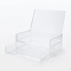 Outlet Muji Boîte acrylique 2 tiroirs + couvercle L25.6X P16.8X H9.5cm