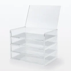 Outlet Muji Boîte acrylique 2 tiroirs + couvercle L25.6X P16.8X H9.5cm