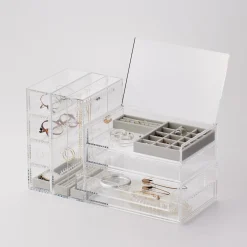 Outlet Muji Boîte acrylique 2 tiroirs + couvercle L25.6X P16.8X H9.5cm