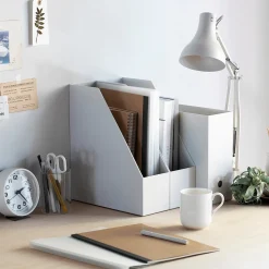 Discount Muji Boîte archive droite grise en PP L10X P32X H24cm