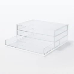 Sale Muji Boîte en acrylique 3 tiroirs L25.5X P17X H10cm