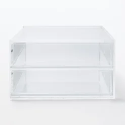 New Muji Boîte en acrylique 2 tiroirs L25.6X P16.8X H9.5cm