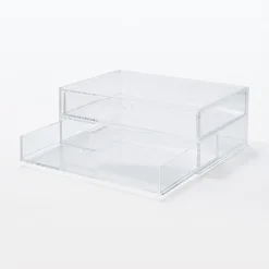 New Muji Boîte en acrylique 2 tiroirs L25.6X P16.8X H9.5cm