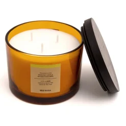 Muji Bougie 3 mèches citron et thé vert