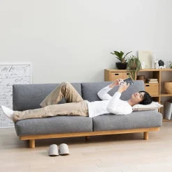 Outlet Muji Canapé en polyester tissé sans accoudoirs ‐ 2 places, Gris