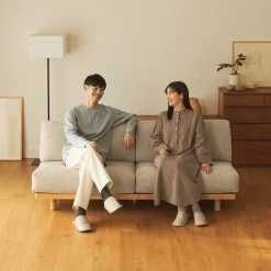 New Muji Canapé en polyester tissé sans accoudoirs ‐ 3 places, Gris